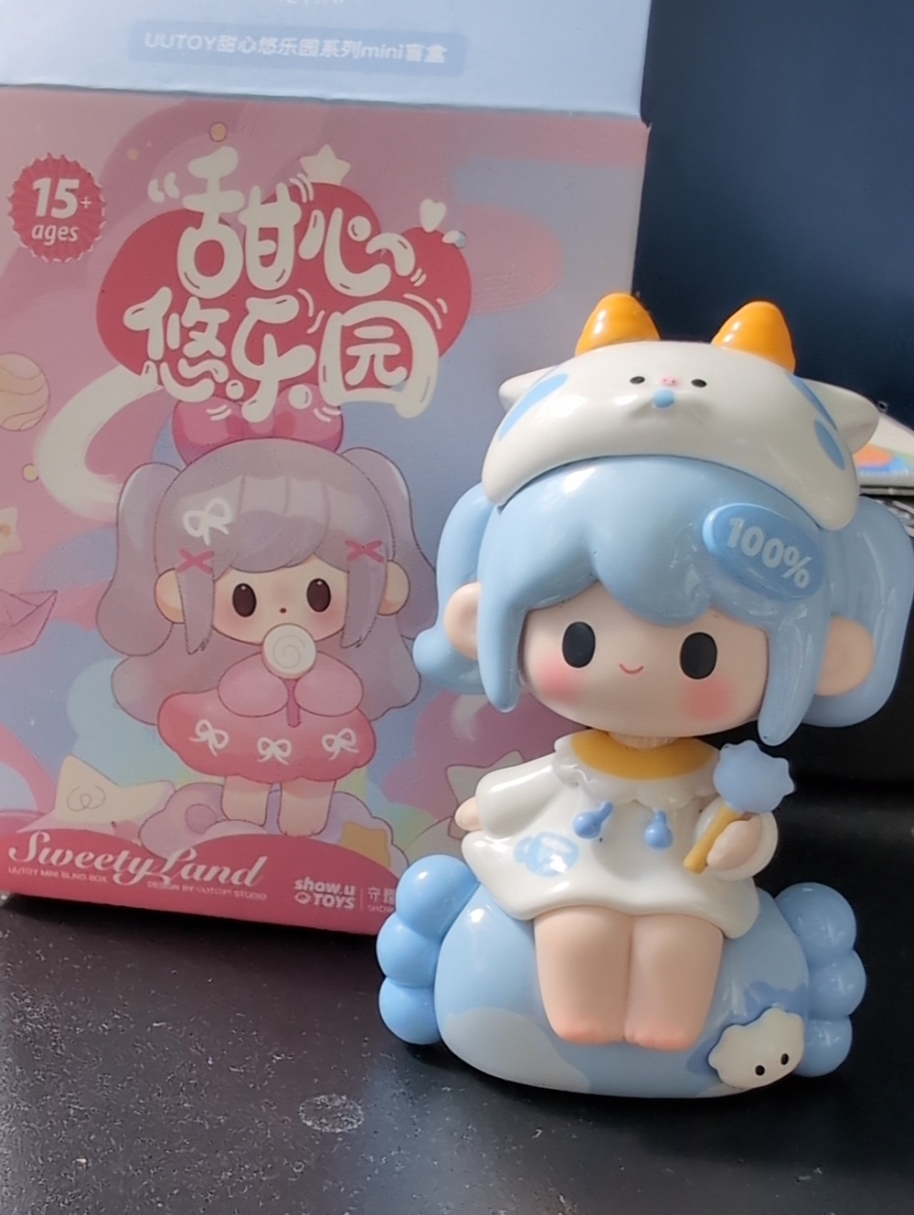 ✨Buy 2 Get 1 Free✨Sweety Land UU Art Toy - "Blue Cow 🐮 Milk Candy"